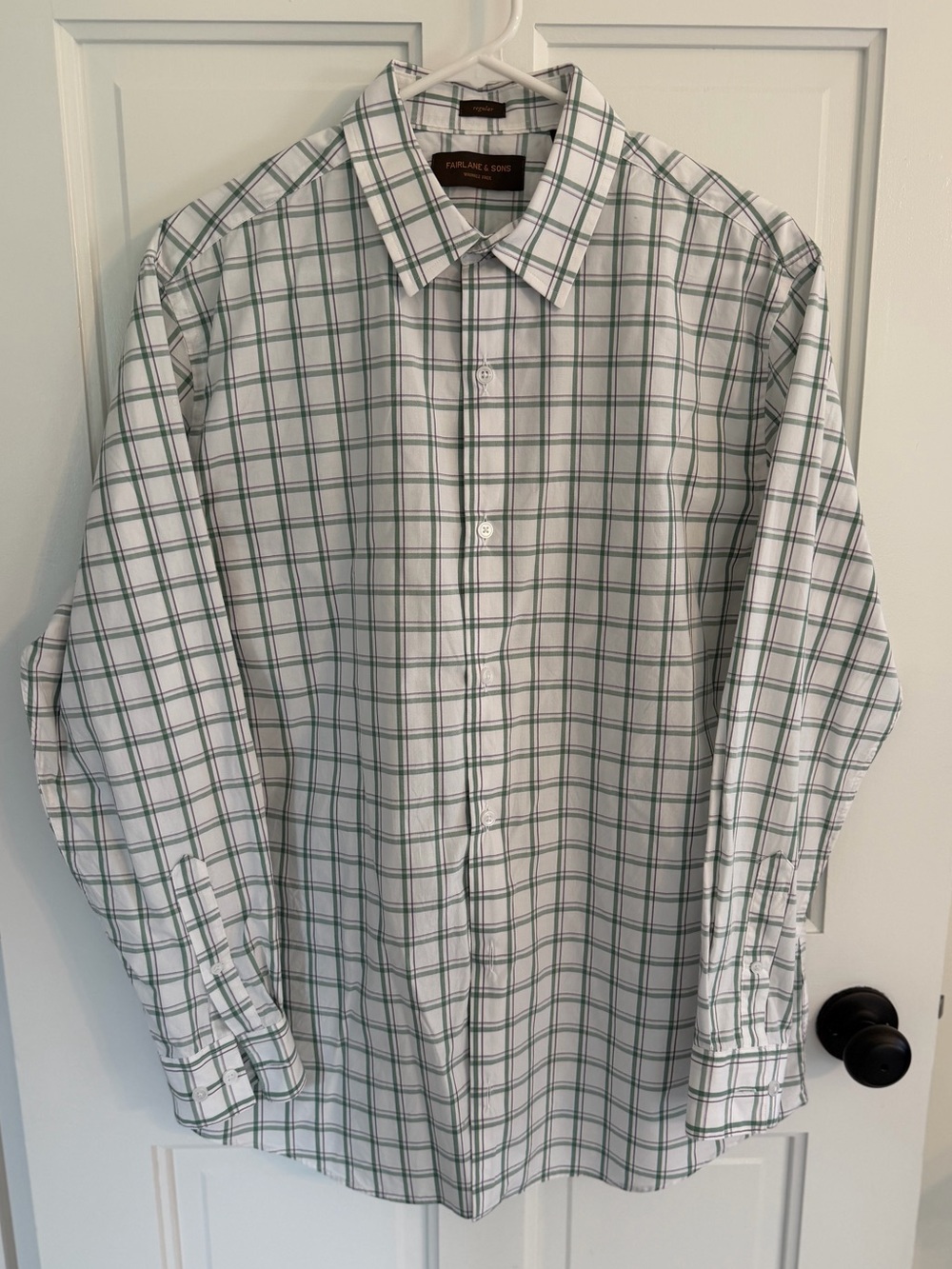 Fairlane & Sons‎ Wrinkle Free Plaid Button Down Shirt Men’s L Regular Cotton